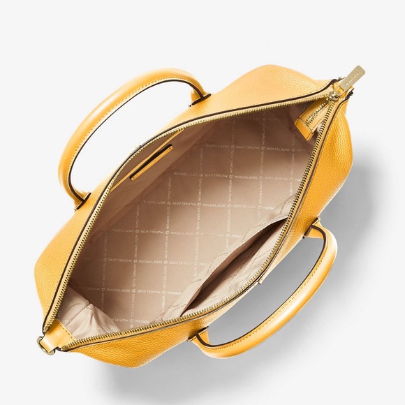 MICHAEL KORS Hyde Large Pebbled Leather Satchel in Golden Rod - Picture 2 of 8